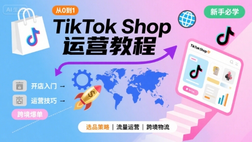 TikTok Shop从0到1运营教程，TikTok跨境电商新手必学课程-拾涧工坊