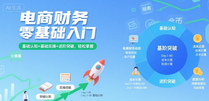 电商财务零基础入门，基础认知+基础实操+进阶突破，轻松掌握-拾涧工坊