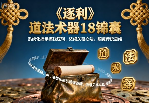 《逐利》道法术器18锦囊，系统化揭示搞钱逻辑，浓缩关键心法，颠覆传统思维-拾涧工坊