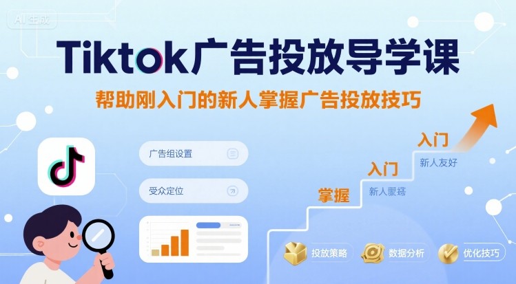 Tiktok广告投放导学课，帮助刚入门的新人掌握广告投放技巧-拾涧工坊