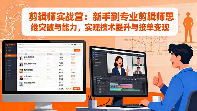 剪辑师实战营：新手到专业剪辑师思维突破与能力，实现技术提升与接单变现-拾涧工坊