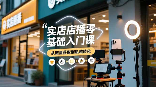 实体店播零基础入门课，实体店+短视频+直播+微信生态+私域社群，从流量获取到私域转化-拾涧工坊