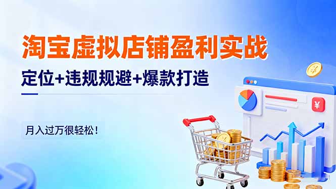 淘宝虚拟店铺盈利实战：定位+违规规避+爆款打造，月入过万很轻松！-拾涧工坊