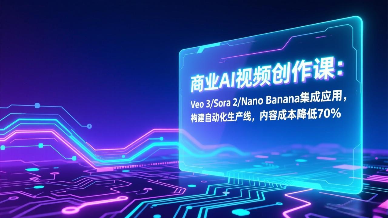 商业AI视频创作课：Veo 3/Sora 2/Nano Banana集成应用，构建自动化生产线，内容成本降低70%-拾涧工坊