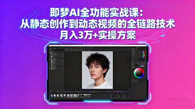 即梦AI全功能实战课：从静态创作到动态视频的全链路技术 月入3万+实操方案-拾涧工坊