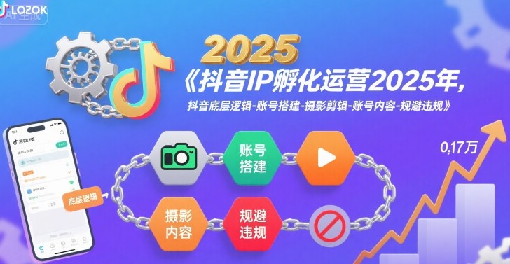 抖音IP孵化运营2025年，抖音底层逻辑-账号搭建-摄影剪辑-账号内容-规避违规-拾涧工坊