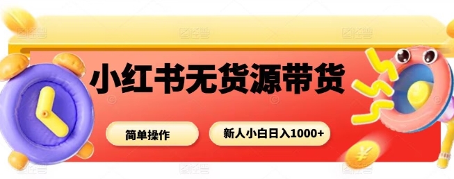 小红书无货源带货项目，简单无脑，新人小白日入多张-拾涧工坊