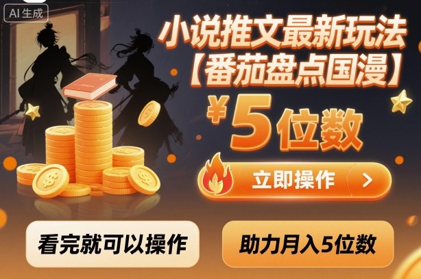 小说推文最新玩法，助力月入5位数【番茄盘点国漫】玩法，看完就可以操作-拾涧工坊