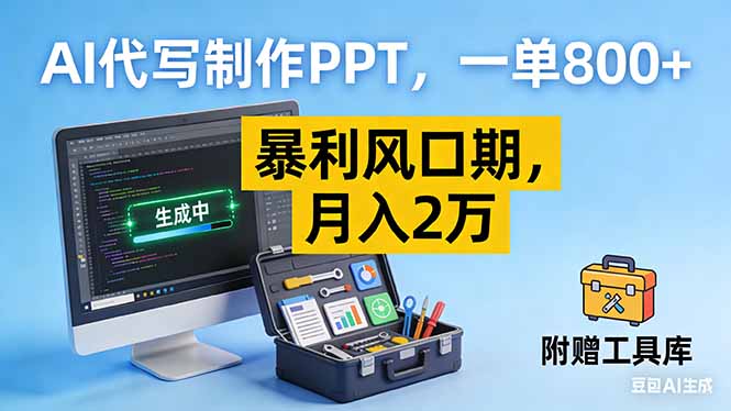 AI代写制作PPT，一单800+， 暴利风口期，月入2万【附工具】-拾涧工坊