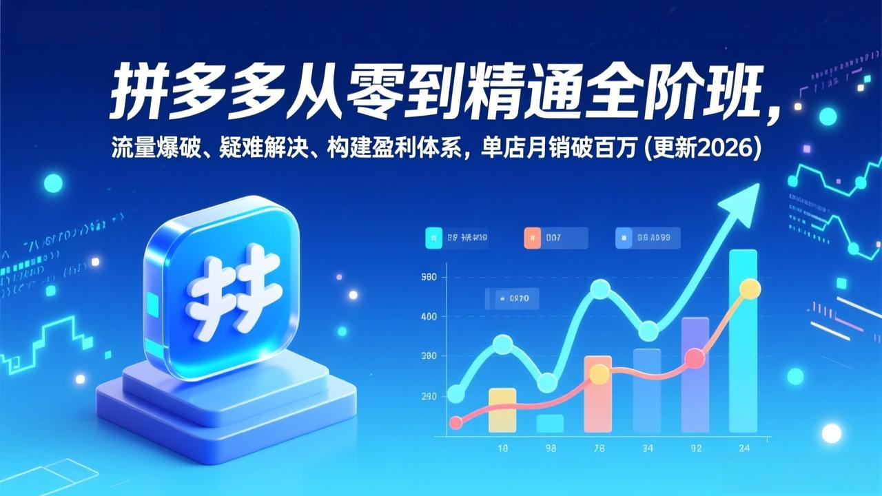 拼多多从零到精通全阶班，流量爆破、疑难解决，构建盈利体系，单店月销破百万(更新2026-拾涧工坊