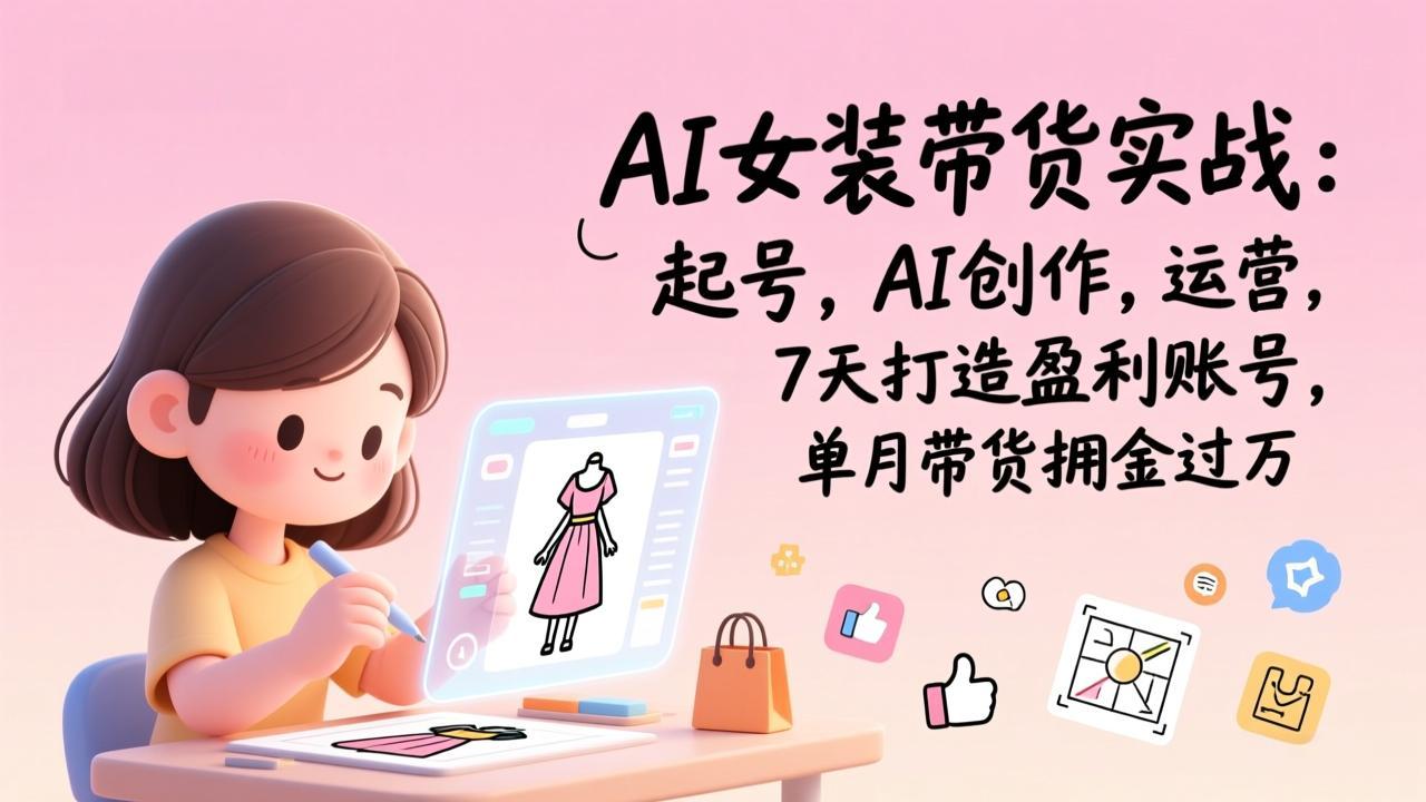 AI女装带货实战：起号，AI创作，运营，7天打造盈利账号，单月带货佣金过万-拾涧工坊