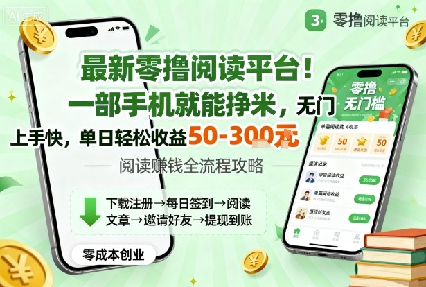 最新零撸阅读平台！一部手机就能挣米，无门槛上手快，单日轻松收益50-3张【揭秘】-拾涧工坊