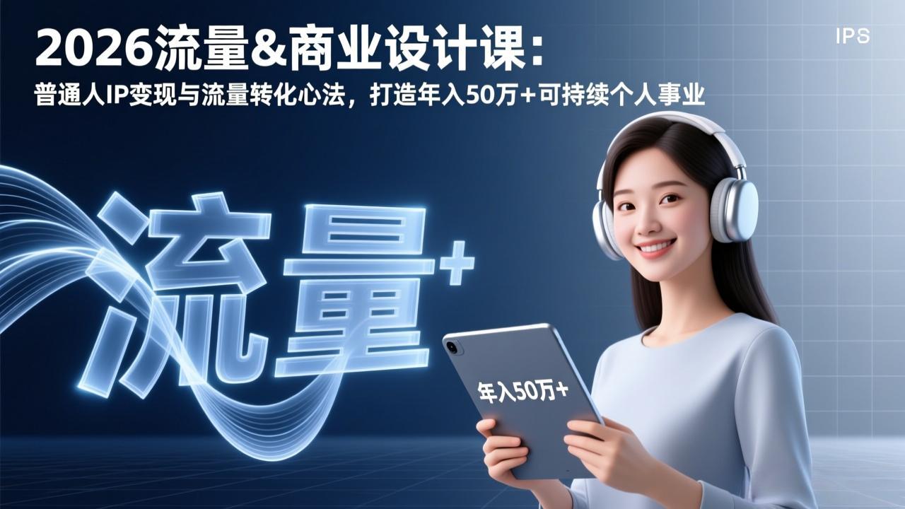 2026流量&商业设计课：普通人IP变现与流量转化心法，打造年入50万+可持续个人事业-拾涧工坊