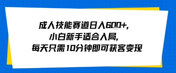成人技能赛道日入多张，小白新手适合入局，每天只需10分钟即可获客变现-拾涧工坊