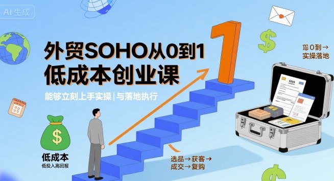 外贸SOHO从0到1低成本创业课，能够立刻上手实操与落地执行-拾涧工坊