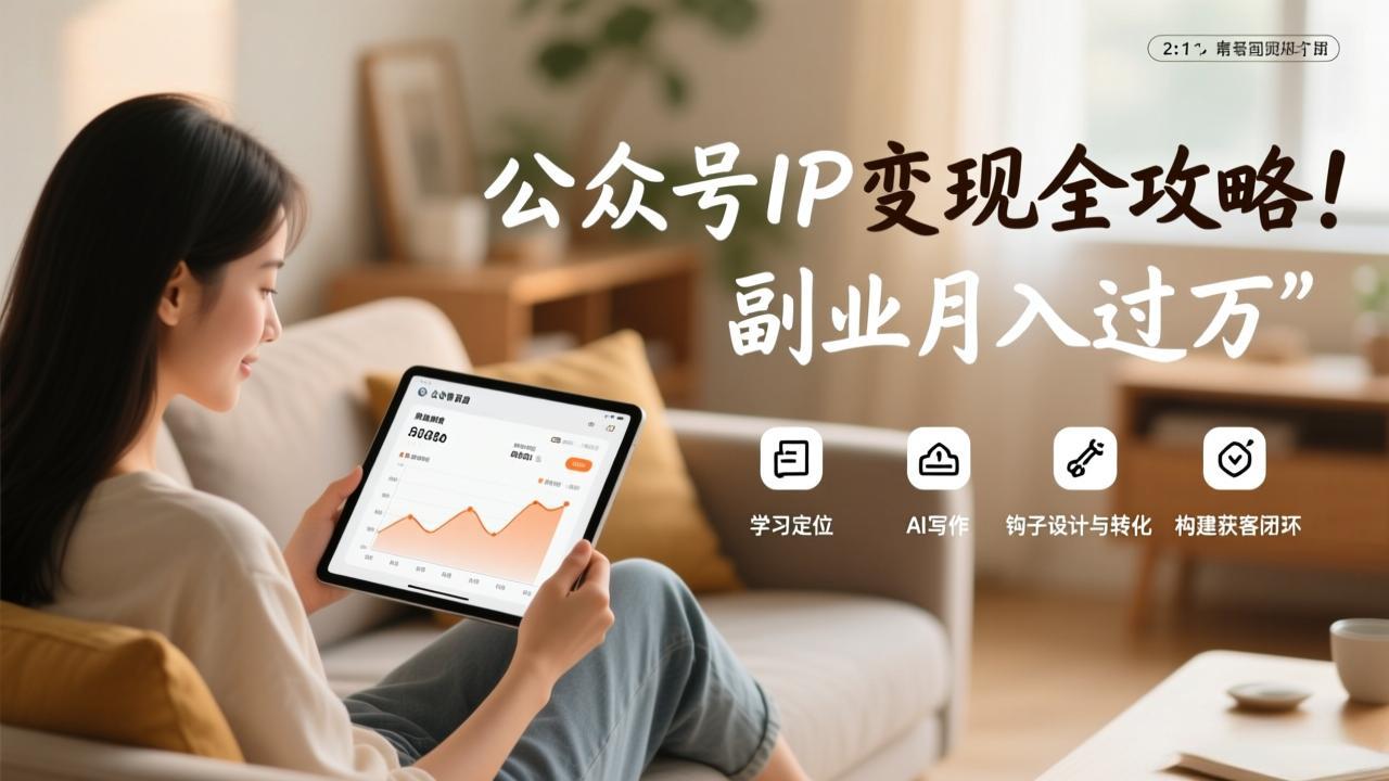 公众号IP变现全攻略，学习定位、AI写作、钩子设计与转化，构建获客闭环，副业月入过万-拾涧工坊