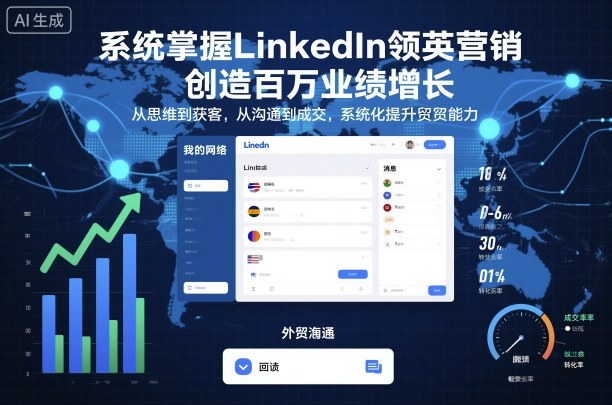 系统掌握LinkedIn领英营销，创造百万业绩增长，从思维到获客，从沟通到成交，系统化提升外贸能力-拾涧工坊