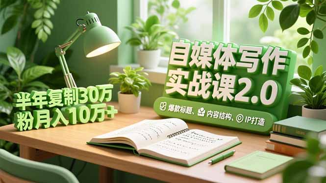 自媒体写作实战课2.0，爆款标题、内容结构、IP打造，半年复制30万粉月入10万+-拾涧工坊