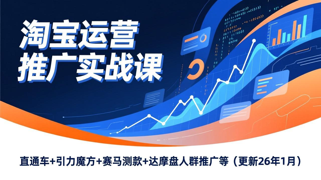 淘宝运营推广实战课，直通车+引力魔方+赛马测款+达摩盘人群推广等(更新26年1月-拾涧工坊