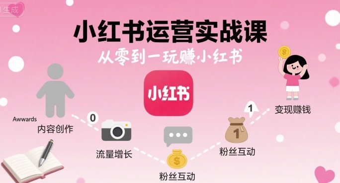 小红书运营实战课，从零到一玩賺小红书-拾涧工坊