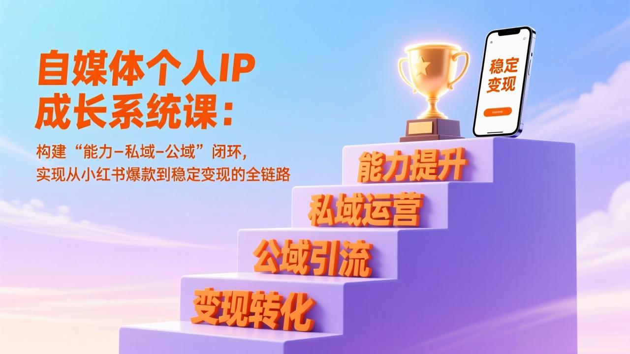 自媒体个人IP成长系统课：构建“能力-私域-公域”闭环，实现从小红书爆款到稳定变现的全链路-拾涧工坊