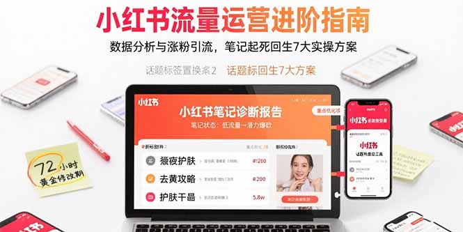 小红书流量运营进阶指南，数据分析与涨粉引流，笔记起死回生7大实操方案-拾涧工坊