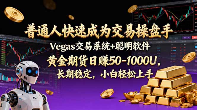 普通人快速成为交易操盘手 Vegas交易系统+聪明软件 ， 黄金期货日赚50-1000U， 长期稳定，小…-拾涧工坊