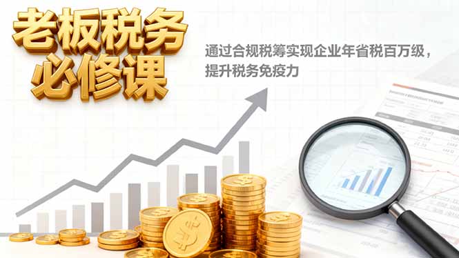 老板税务必修课，通过合规税筹实现企业年省税百万级，提升税务免疫力-拾涧工坊