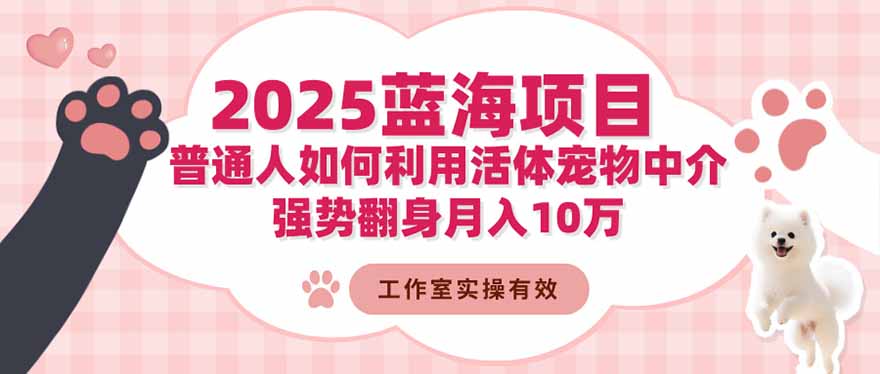 2025蓝海项目：普通人如何利用活体宠物中介，强势翻身月入10万-拾涧工坊