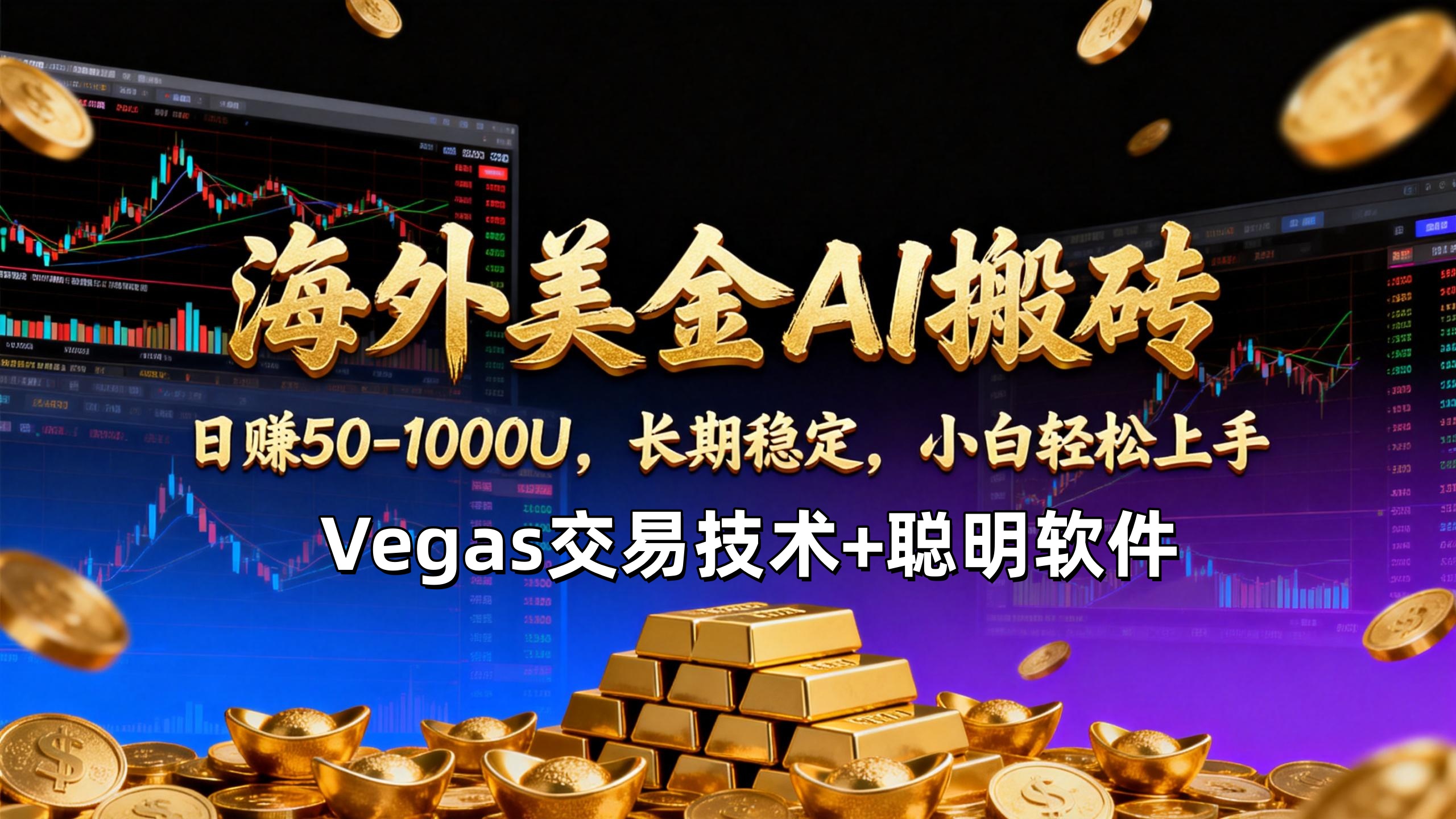 【海外美金AI搬砖】Vegas交易技术+聪明软件，日赚50-1000U，长期稳定，小白轻松上手。-拾涧工坊