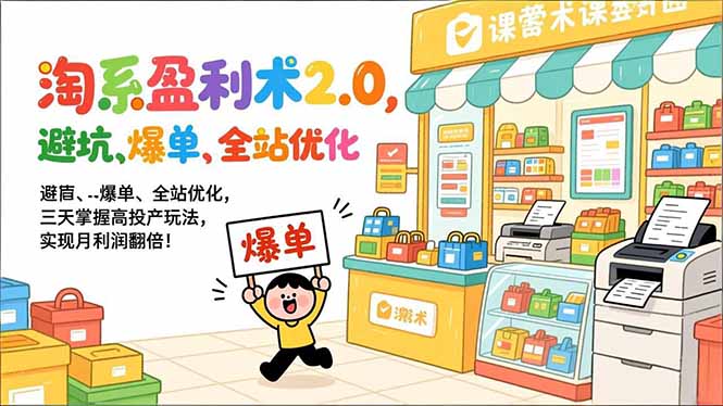 淘系盈利术2.0，避坑、爆单、全站优化，三天掌握高投产玩法，实现月利润翻倍！-拾涧工坊