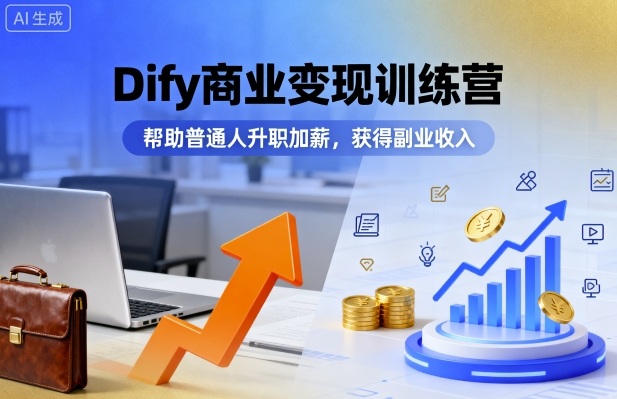 Dify商业变现训练营，帮助普通人升职加薪，获得副业收入-拾涧工坊