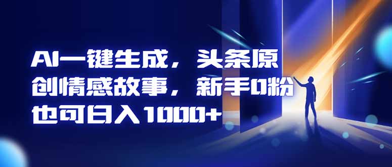 AI一键生成，头条原创情感故事，新手0粉也可日入1000+-拾涧工坊
