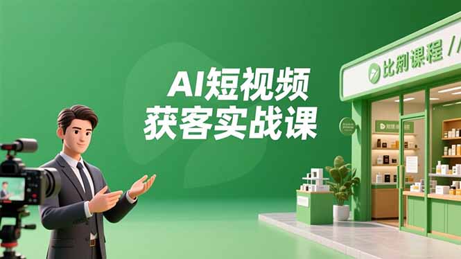 AI短视频获客实战课，数字人创作、实体行业应用、精准引流，30天获取客源月入6万+-拾涧工坊