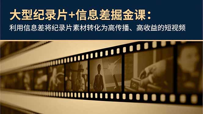 大型纪录片+信息差掘金课：利用信息差将纪录片素材转化为高传播、高收益的短视频-拾涧工坊