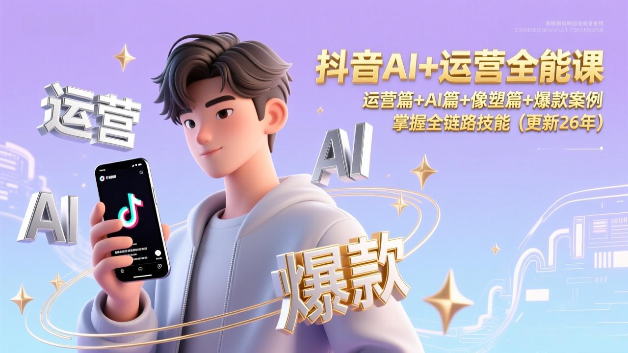 抖音AI+运营全能课，运营篇+AI篇+像塑篇+爆款案例，掌握全链路技能(更新26年-拾涧工坊