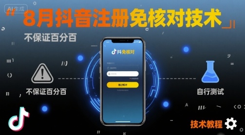8月抖音注册免核对技术，不保证百分百，自测-拾涧工坊
