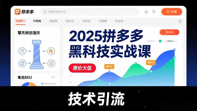 2025拼多多黑科技实战课，擎天柱玩法、爆流SKU、原价大促，技术引流，单店日销轻松破千单-拾涧工坊