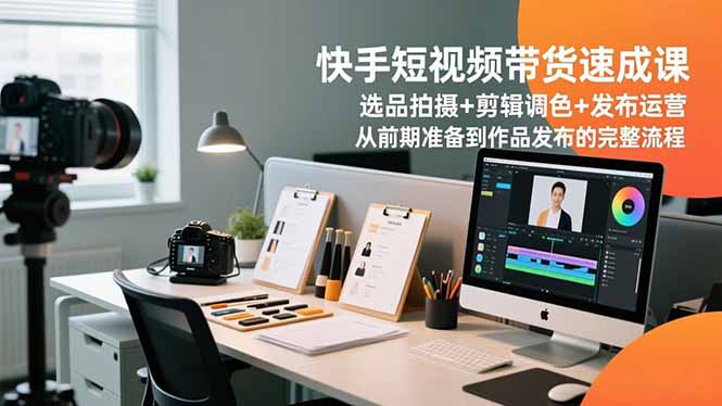快手短视频带货速成课，选品拍摄+剪辑调色+发布运营，从前期准备到作品发布的完整流程-拾涧工坊