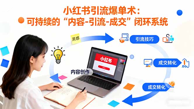 小红书引流爆单术：构建一套低成本 可持续的“内容-引流-成交”闭环系统-拾涧工坊