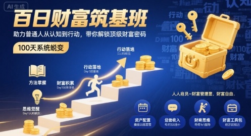 百日财富筑基班，助力普通人从认知到行动，带你解锁顶级财富密码-拾涧工坊