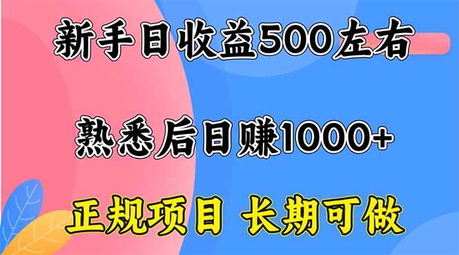 新手日收益500+ 正规项目 长期可做-拾涧工坊