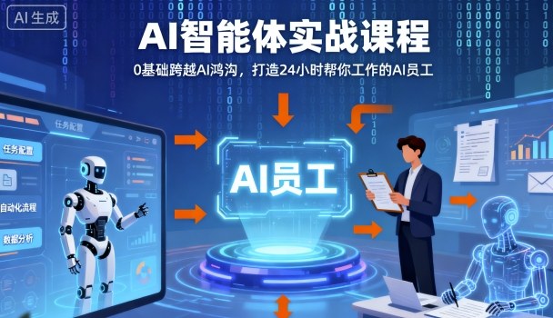 Ai智能体实战课程，0基础跨越Ai鸿沟，打造24小时帮你工作的Ai员工，打破常规，以实战定义Ai-拾涧工坊