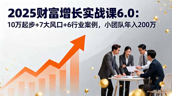 2025财富增长实战课6.0：10万起步+7大风口+6行业案例，小团队年入200万-拾涧工坊