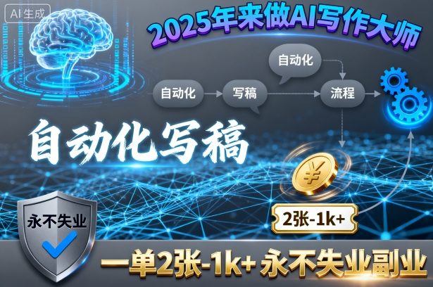 2025年来做AI写作大师，自动化写稿，一单2张-1k+，永不失业副业-拾涧工坊