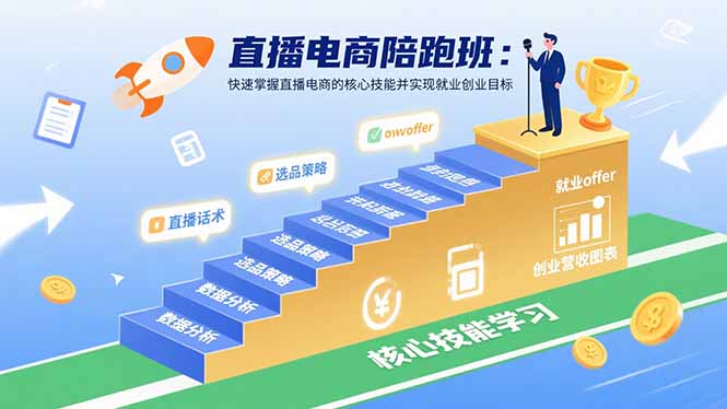 直播电商陪跑班：快速掌握直播电商的核心技能并实现就业/创业目标-拾涧工坊