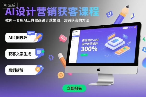 AI设计营销获客课程，教你一套用AI工具做画设计效果图，营销获客的方法-拾涧工坊
