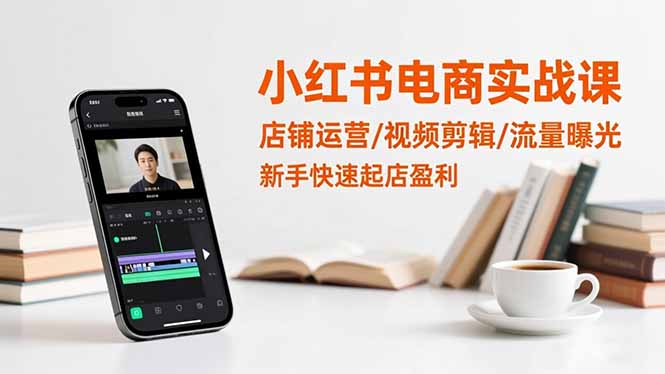 小红书电商实战课：店铺运营/视频剪辑/流量曝光，新手快速起店盈利-拾涧工坊