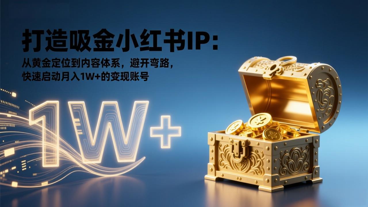 打造吸金小红书IP：从黄金定位到内容体系，避开弯路，快速启动月入1W+的变现账号-拾涧工坊