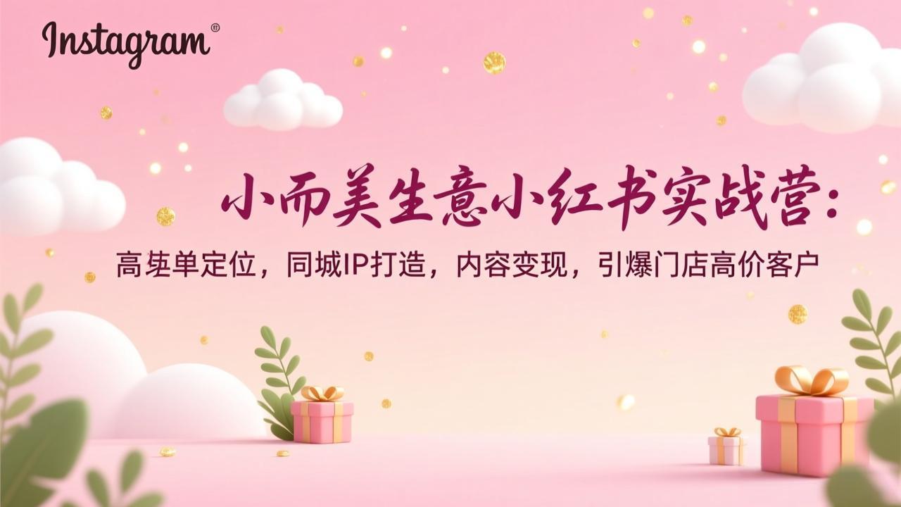 小而美生意小红书实战营：高客单定位，同城IP打造，内容变现，引爆门店高价客户-拾涧工坊